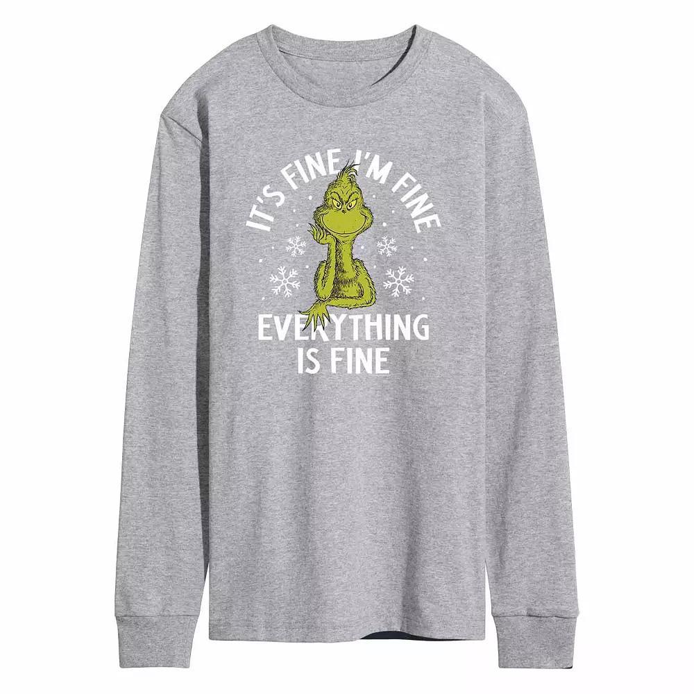Men's The Grinch Its Fine Tee, Size: Large, Grey Grey Product Image