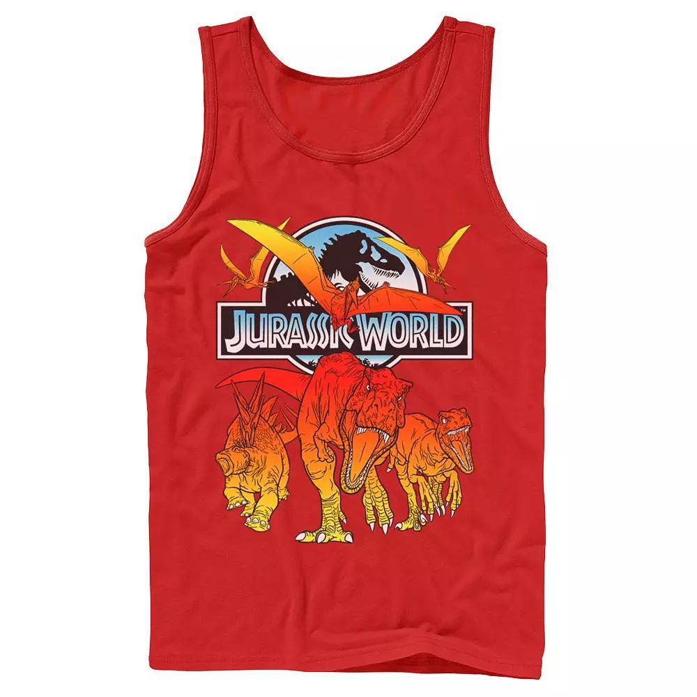 Men's Jurassic World Two Dino Charging Comic Pop Tank Top, Size: Large, Athletic Grey Product Image