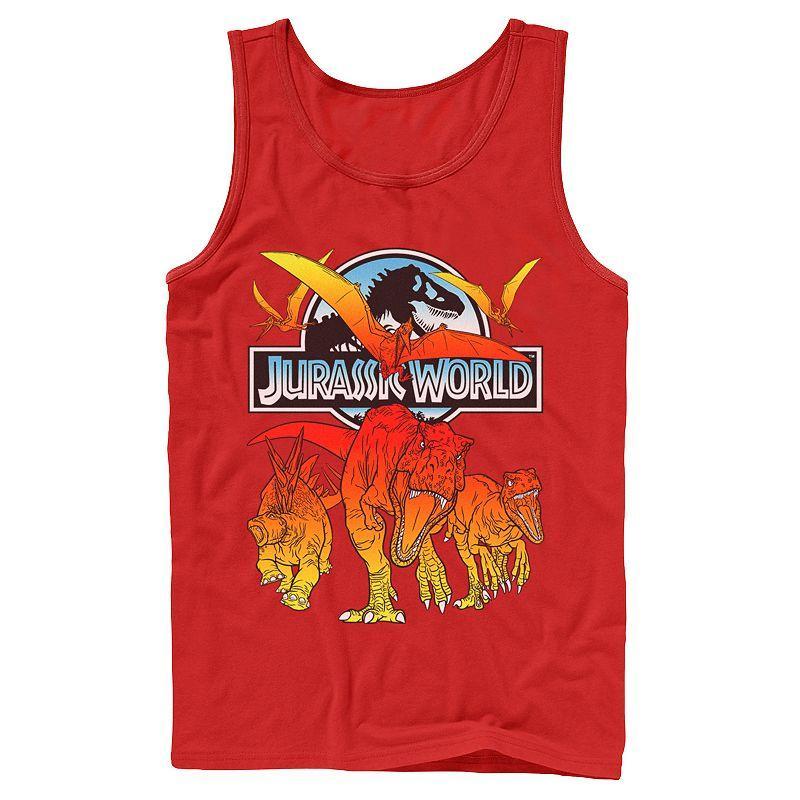 Men's Jurassic World Two Dino Charging Comic Pop Tank Top, Size: Large, Athletic Grey Product Image