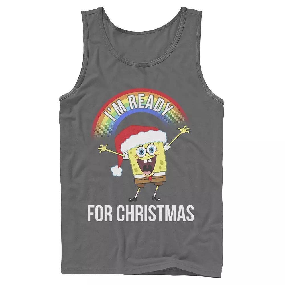 Mens Spongebob Im Ready For Christmas Rainbow Tank Top Blue Product Image