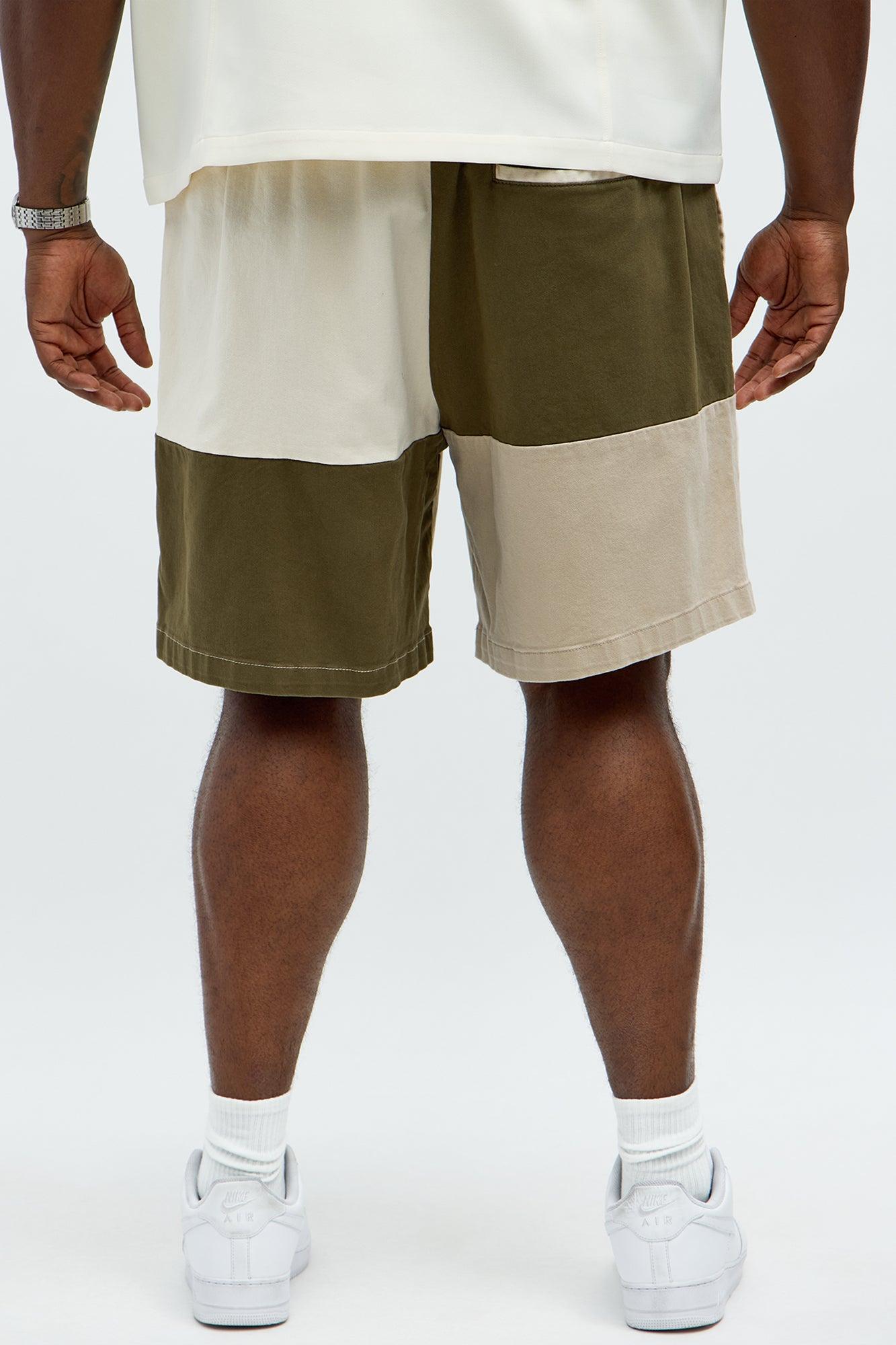 Blocked Again Shorts - Olive/combo Product Image