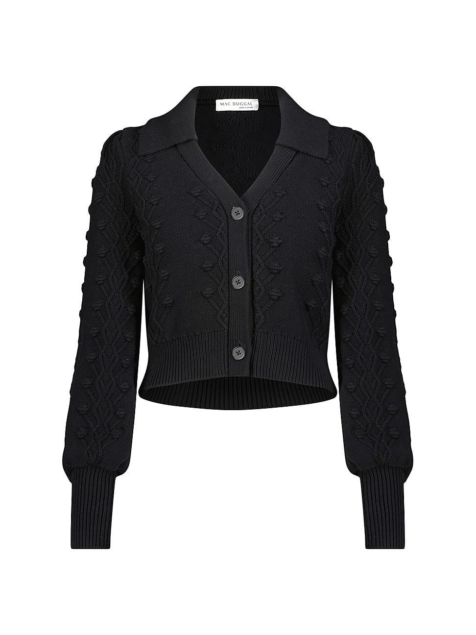 Womens Cotton Bobble-Knit Cardigan Product Image