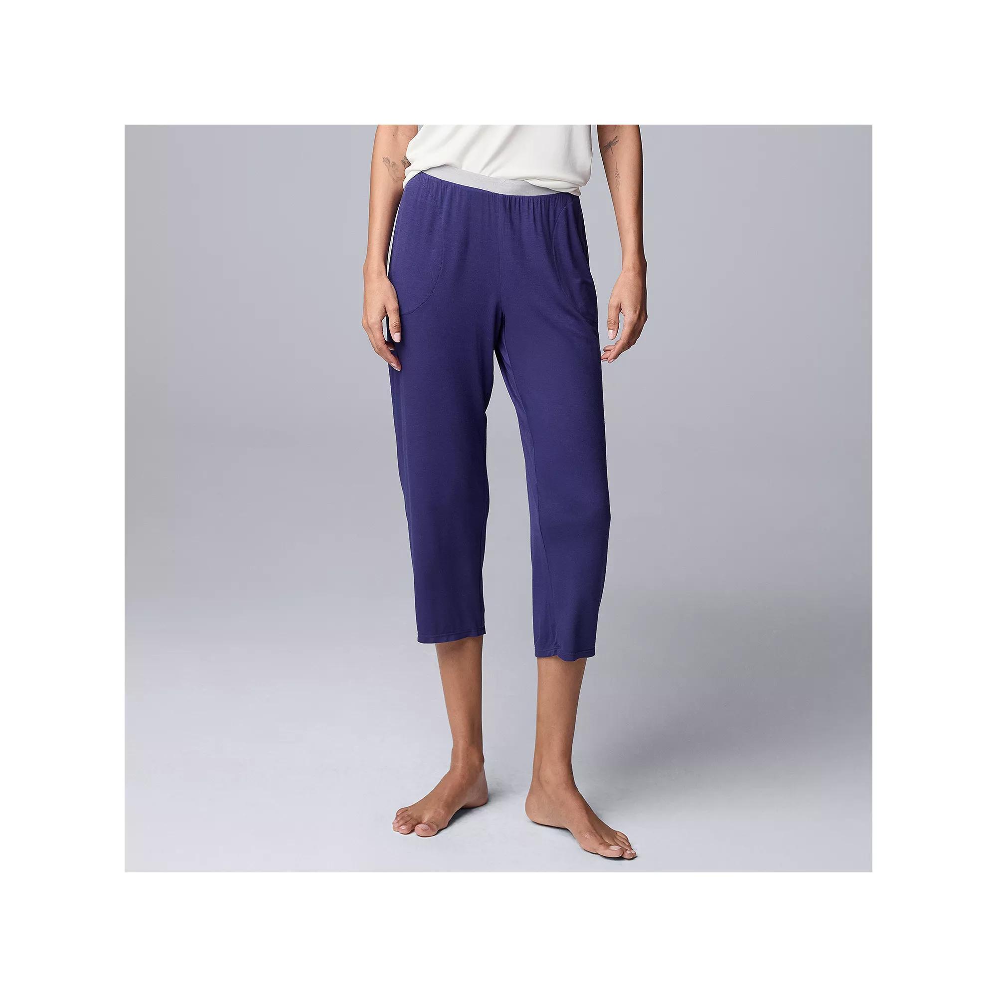 Women's Simply Vera Vera Wang Basic Luxury Pajama Capri Pants, Size: Large, Blue Product Image