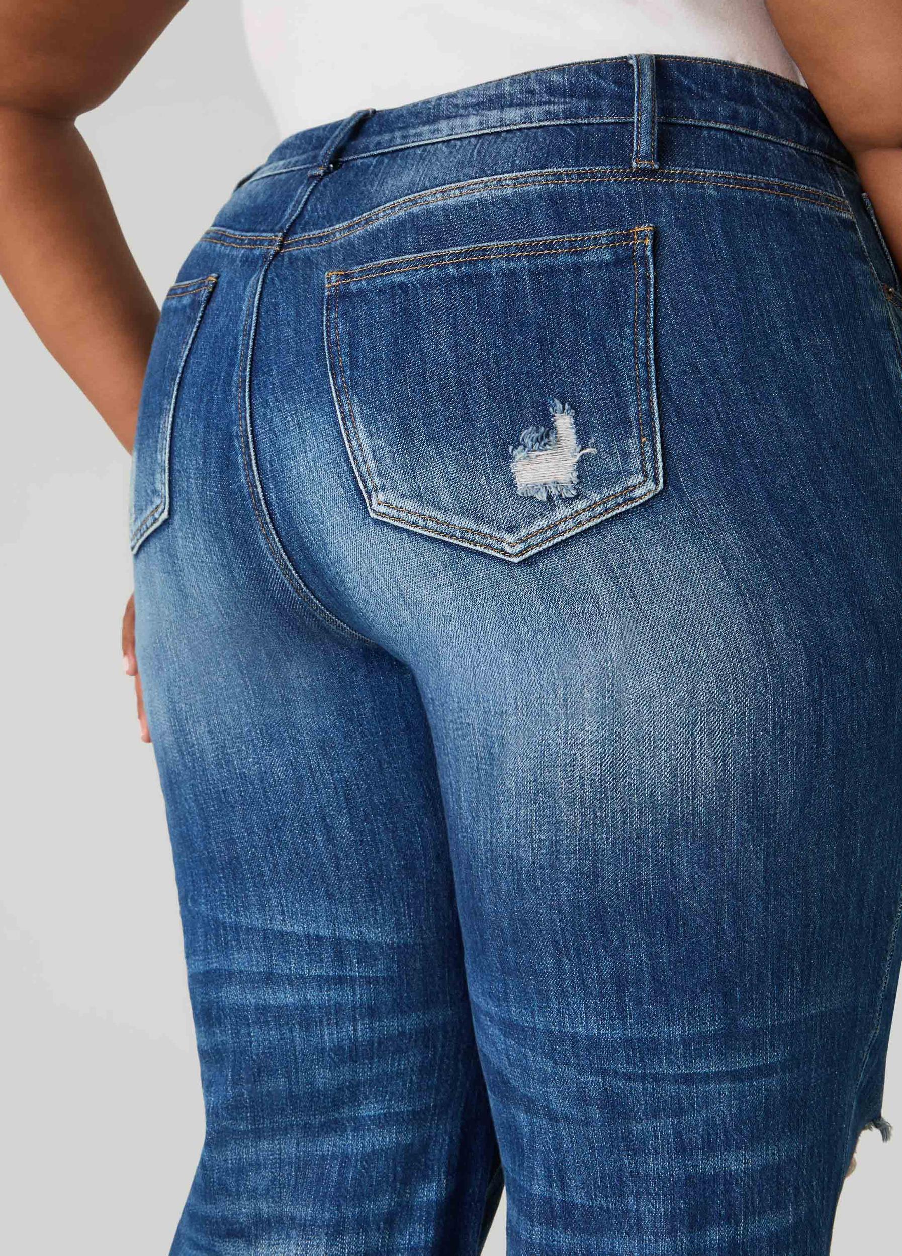 Distressed Straight Leg Jeans Product Image
