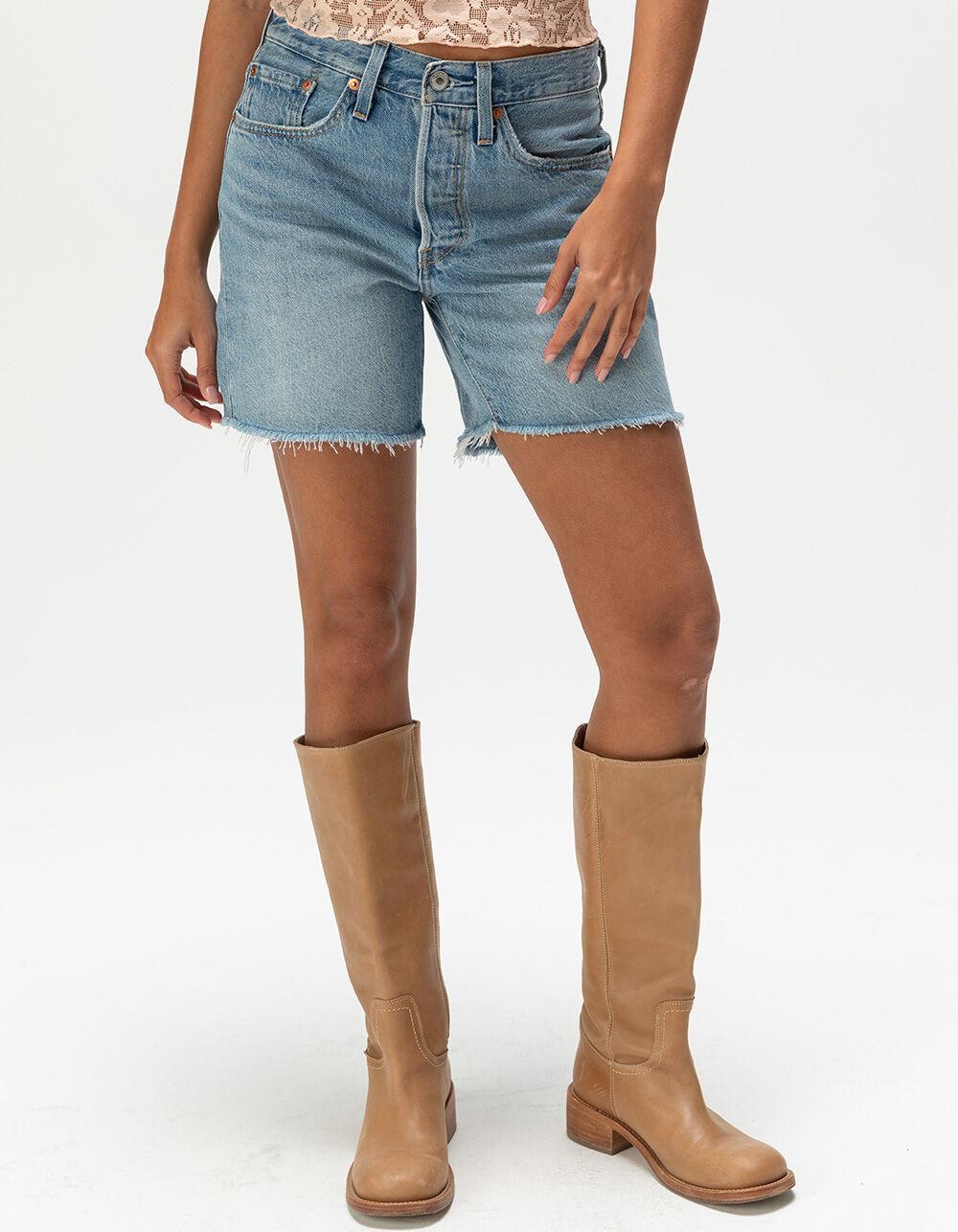 LEVI'S Premium 501 Mid Thigh Womens Shorts - Fun Flare - MED BLAST Product Image