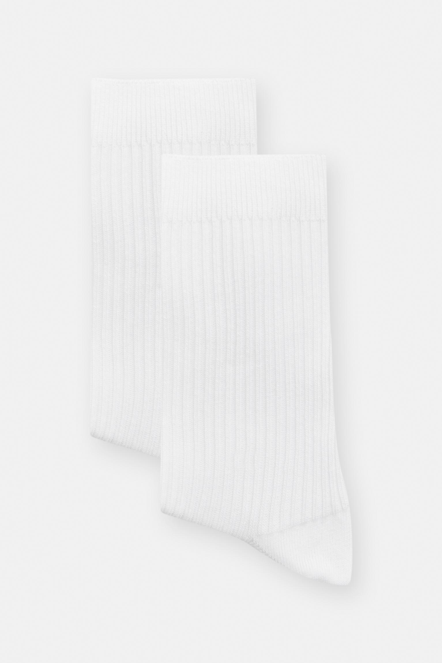 White ribbed long socks Product Image