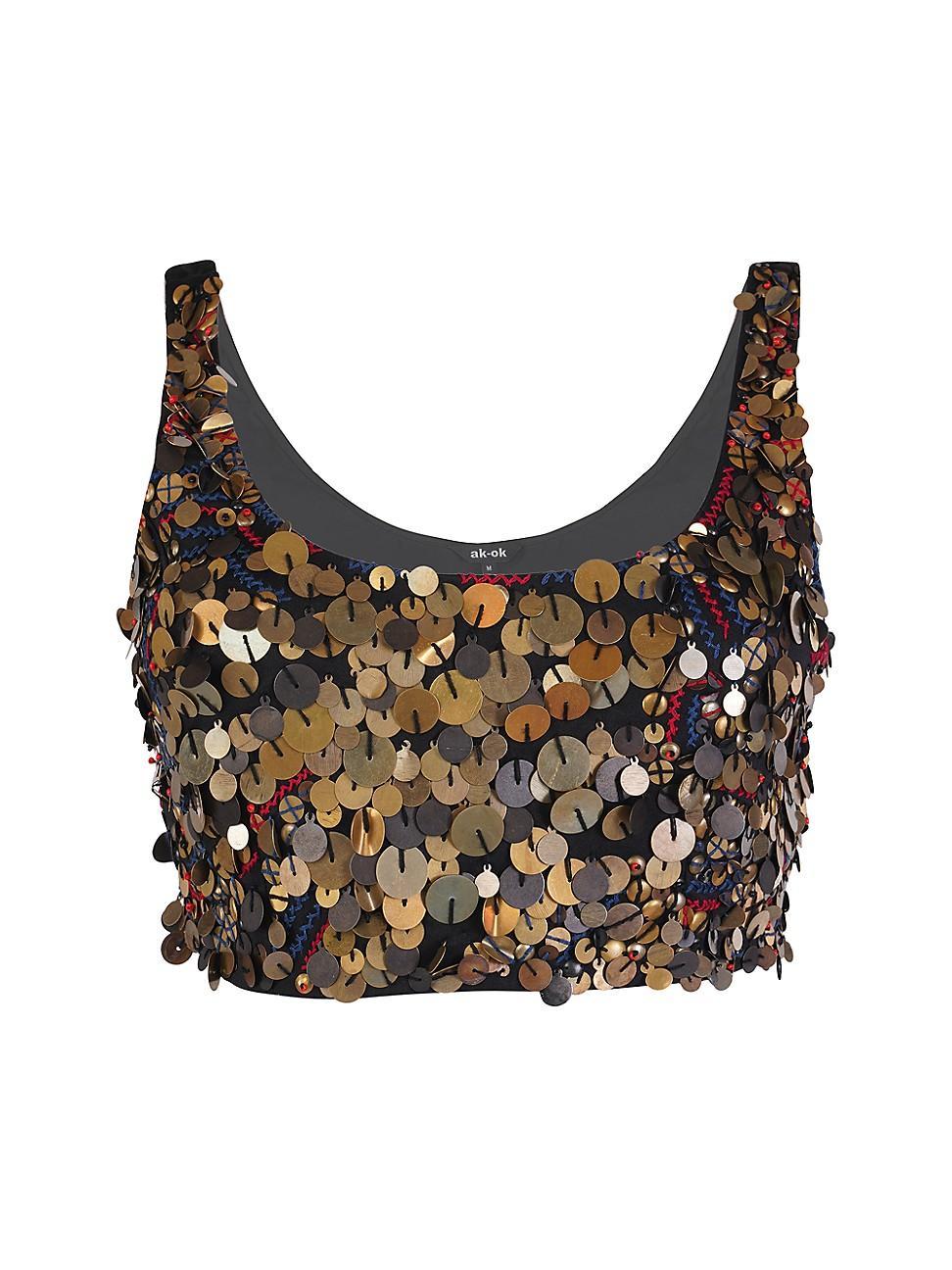 Womens Sequined Crop Top Product Image