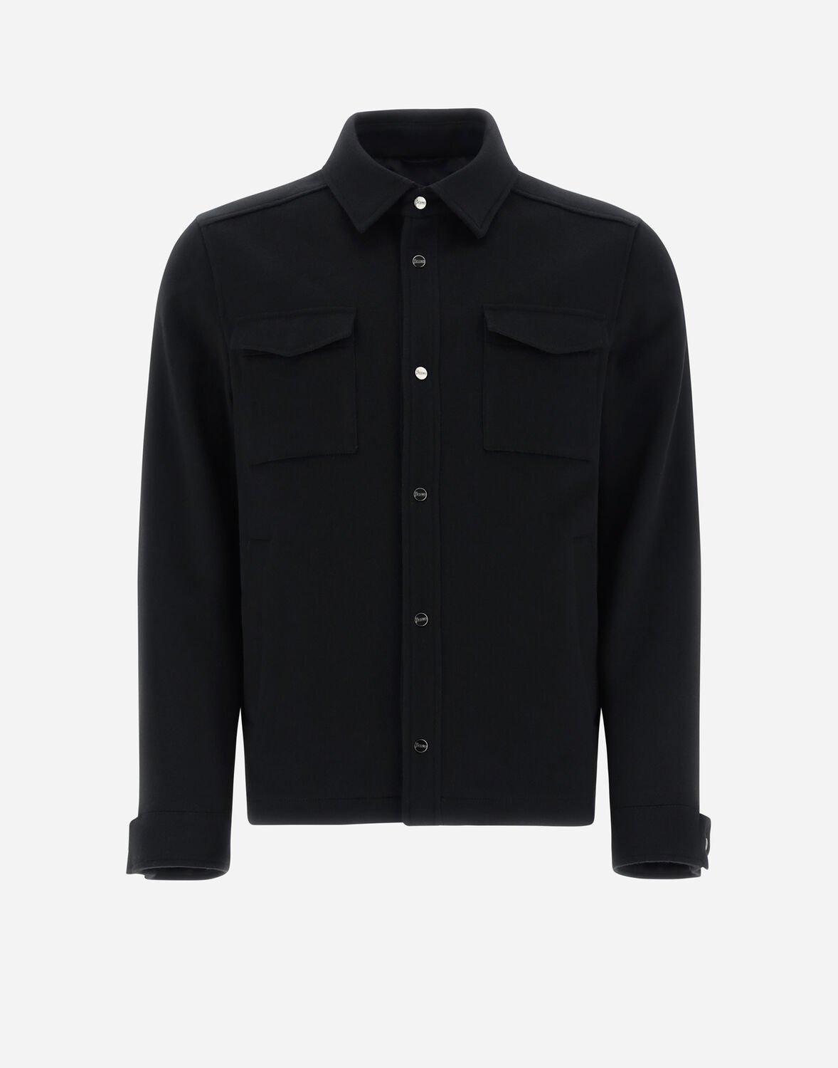 HERNO New Wool Cashmere Shacket - Male Shackets Black 58 In Blue Product Image