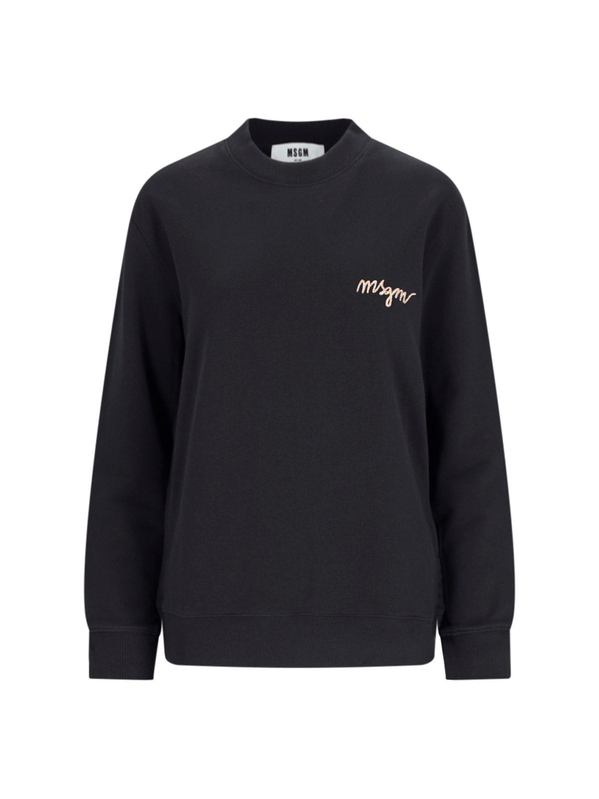 MSGM Logo Crewneck Sweatshirt In Black Product Image