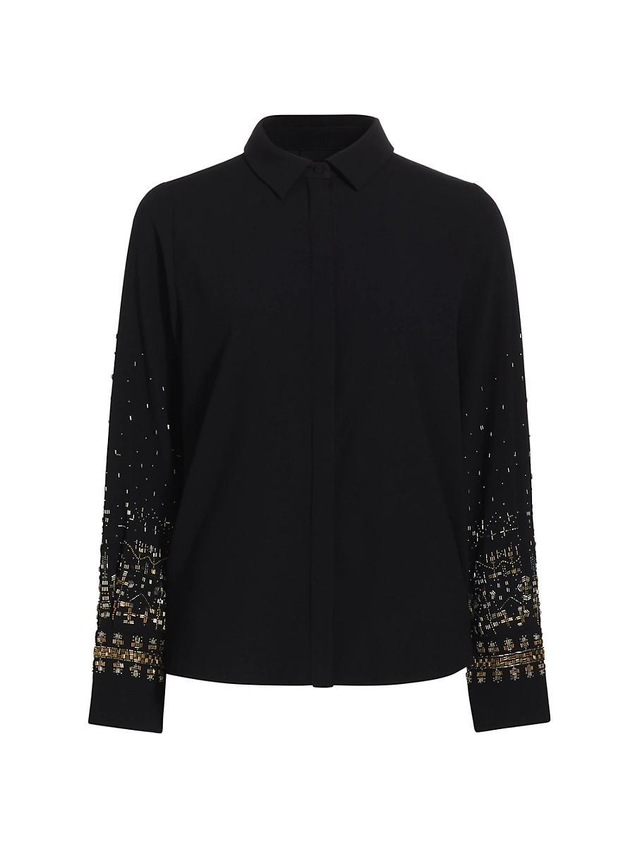 Womens Chai Beaded Satin Blouse Product Image
