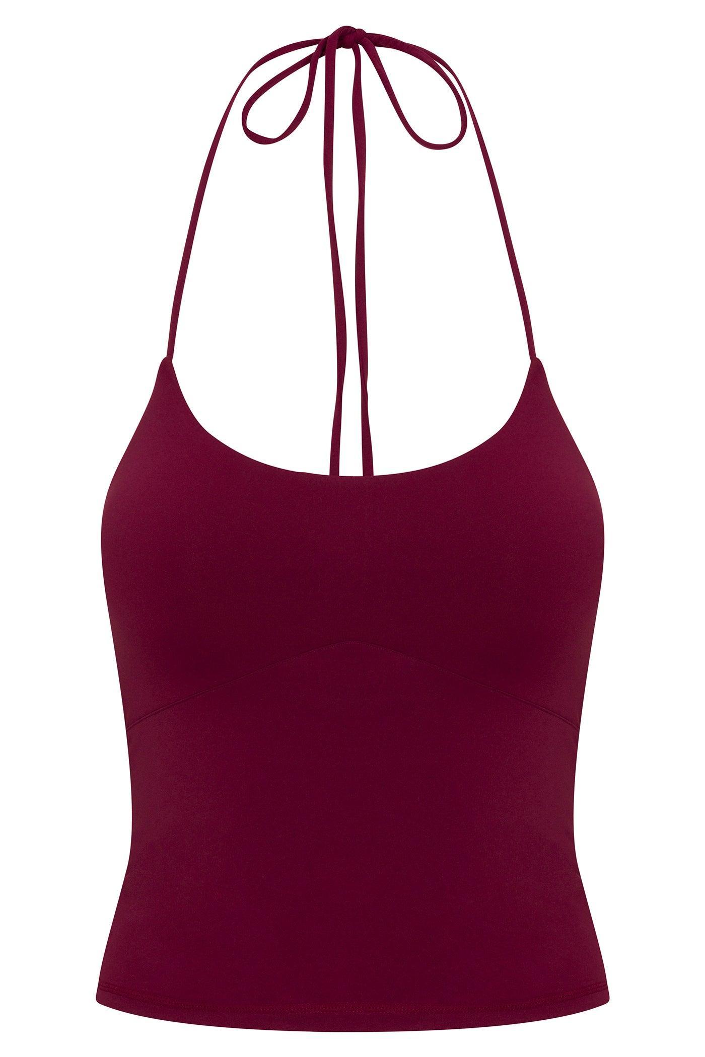 Second Skin Double Lined Cut Out Halter Top - Wine Female Product Image