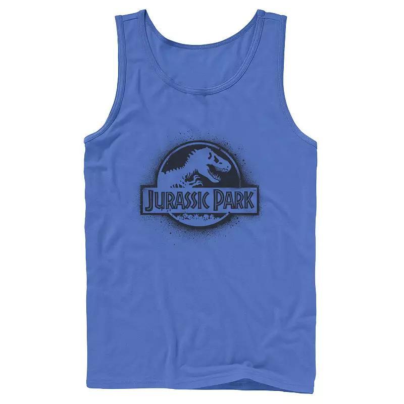 Men's Jurassic Park All White Spray Paint Stencil Movie Logo Tank Top, Size: Large, Athletic Grey Product Image