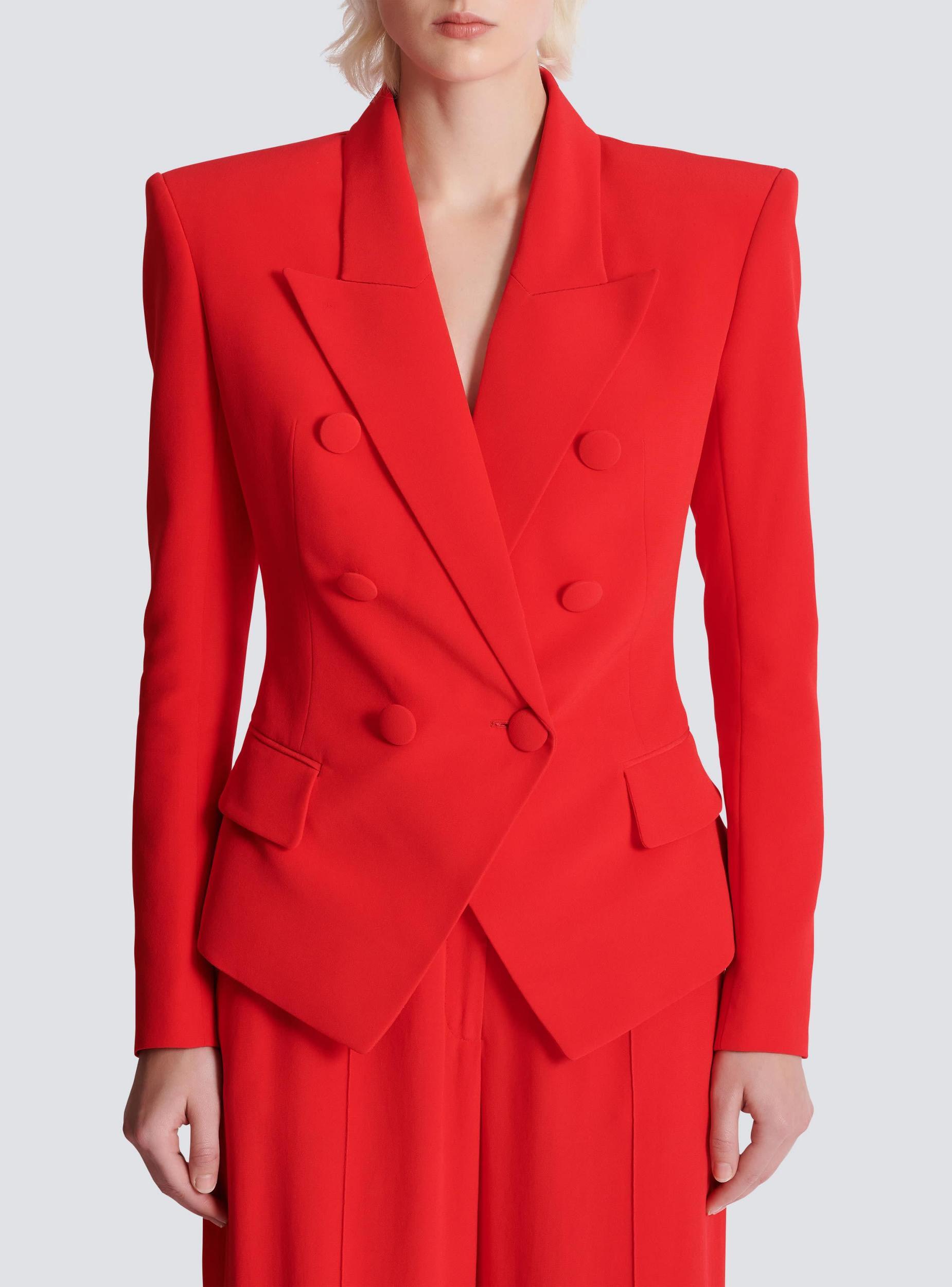 Fitted crepe 6-button jacket Product Image