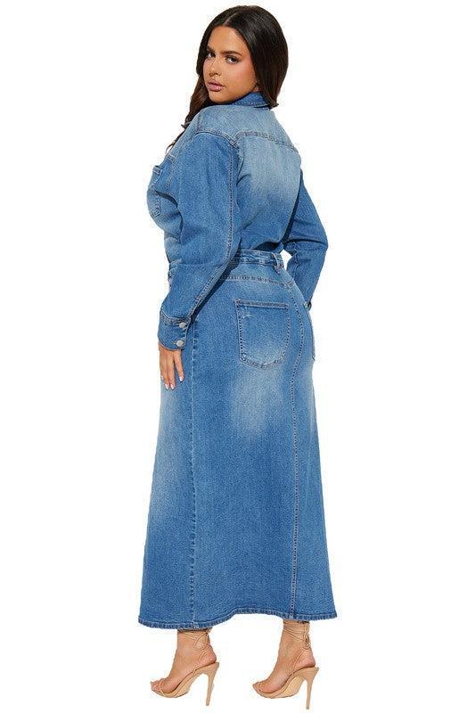WOMEN FASHION DENIM LONG MAXI DRESS Female Product Image