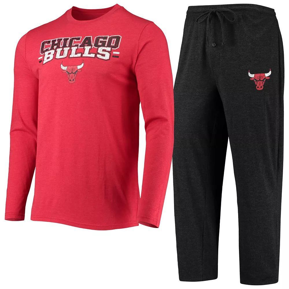 Men's Concepts Sport Black/Red Chicago Bulls Long Sleeve T-Shirt & Pants Sleep Set, Size: Large Product Image