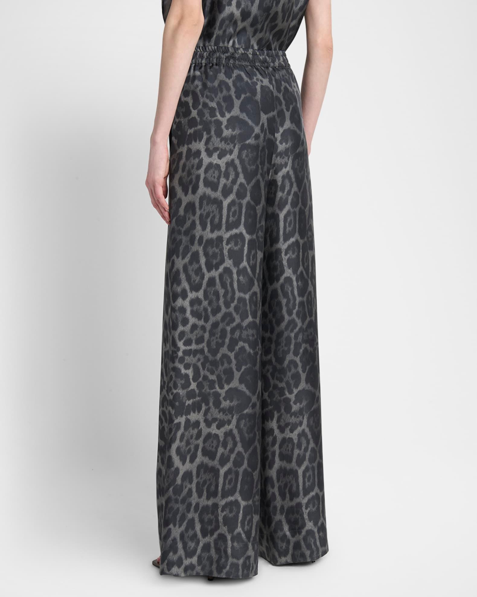 Leopard-Print Silk Wide-Leg Pajama Trousers Product Image