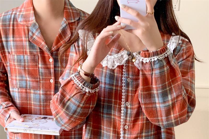 Couple Matching Plaid Pajama Set Product Image