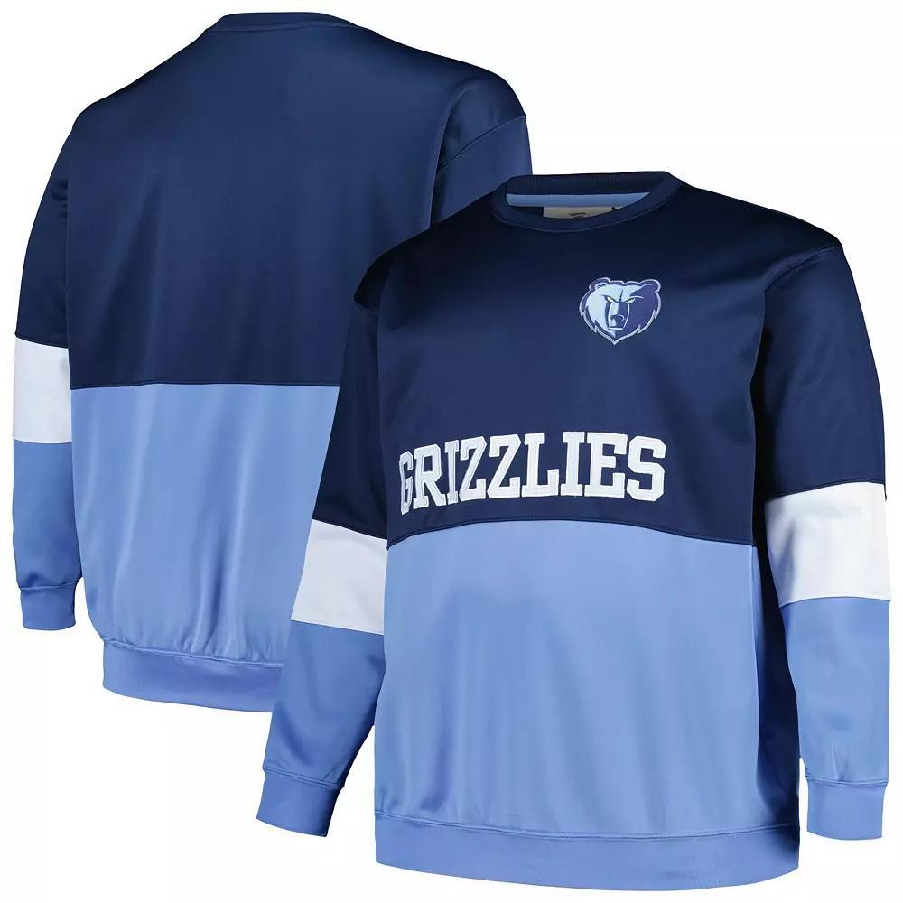 Men's Fanatics Branded Navy/Light Blue Memphis Grizzlies Big & Tall Split Pullover Sweatshirt, Size: XLT, Grz Blue Product Image