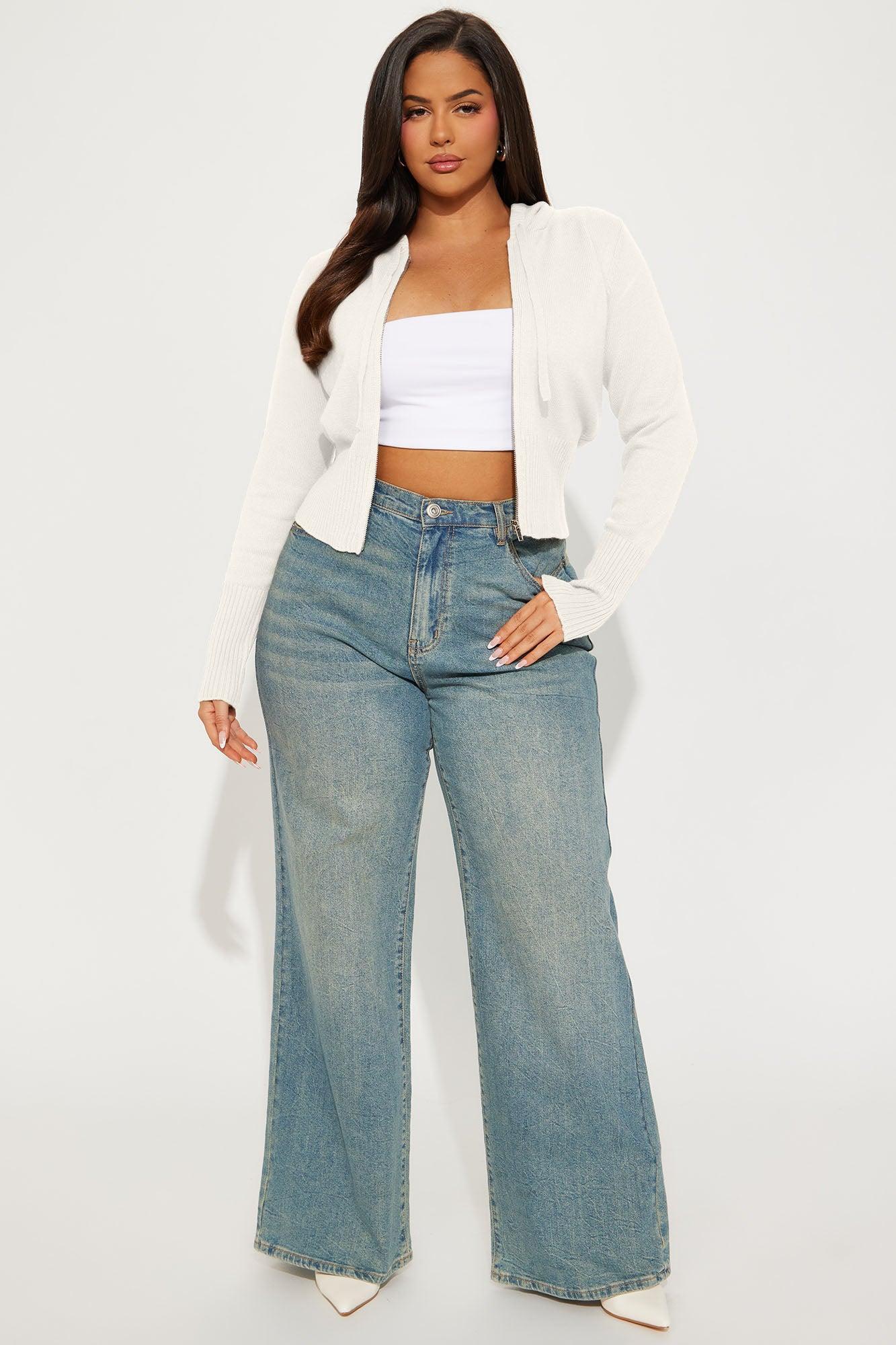 Lana Zip Up Sweater - White Female Product Image