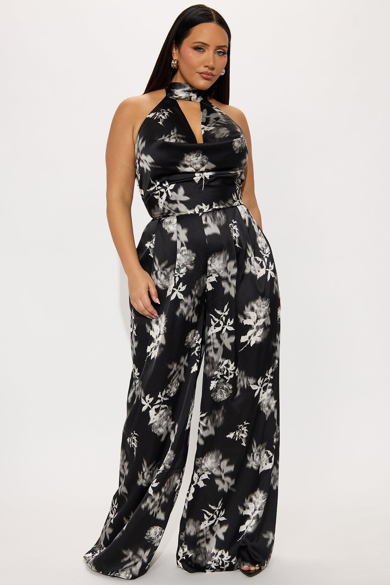 Something About You Satin Jumpsuit - Black/White Product Image
