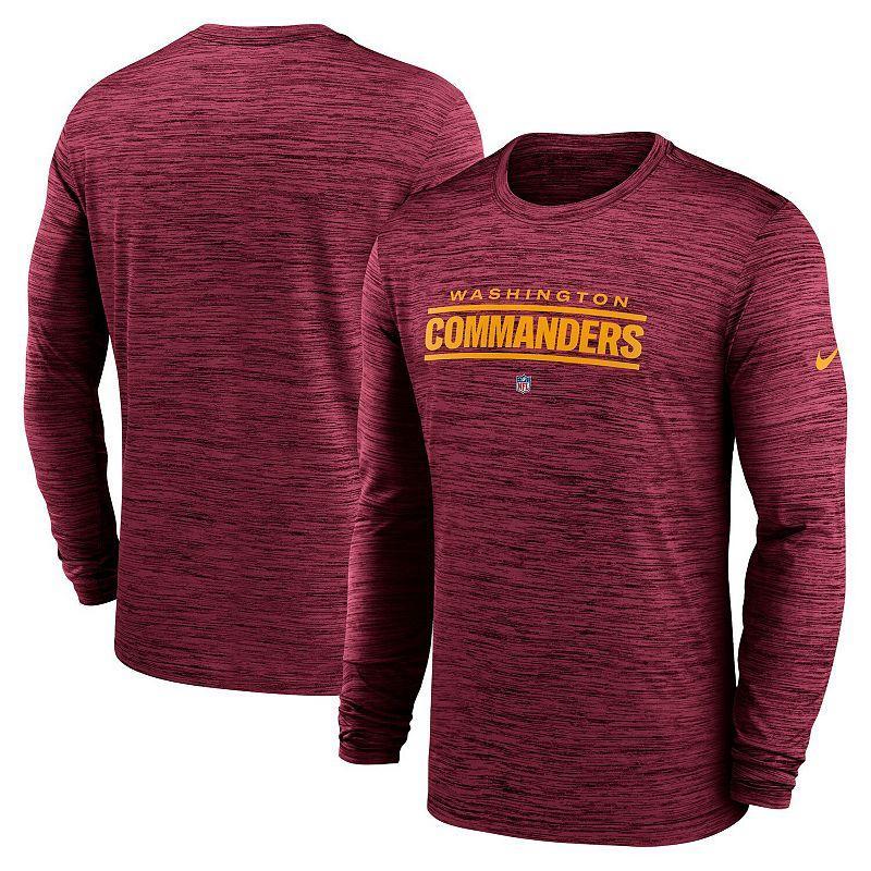Mens Nike Burgundy Washington Commanders Sideline Team Velocity Performance Long Sleeve T-shirt Product Image