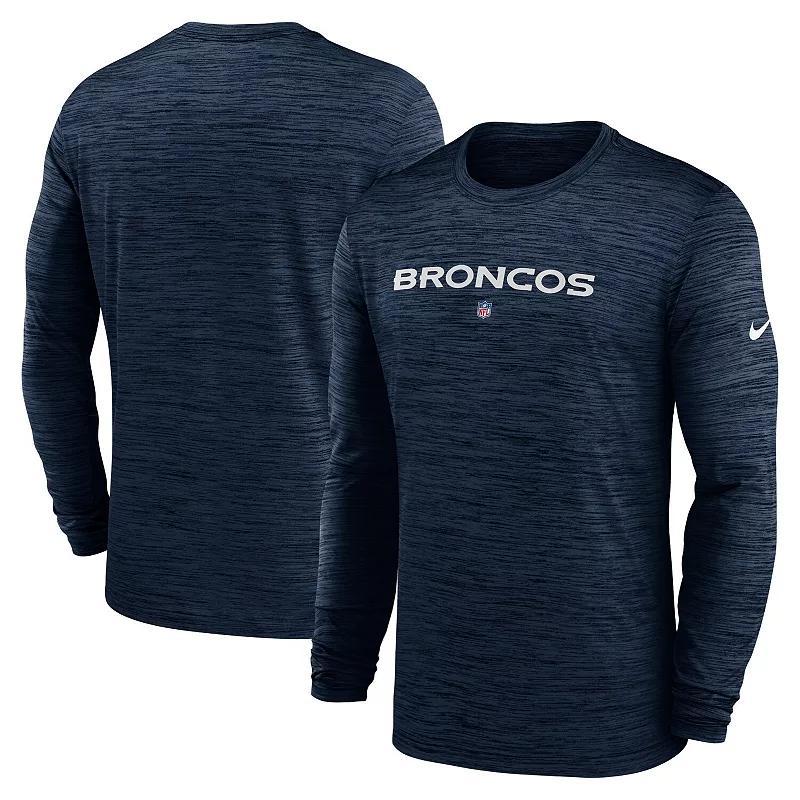 NIKE Men's  Navy Denver Broncos Sideline Team Velocity Performance Long Sleeve T-shirt Product Image