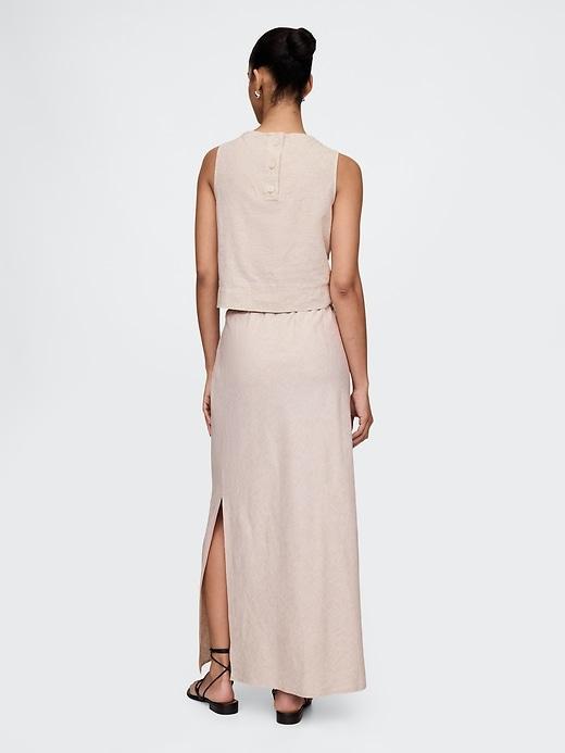 Linen-Blend Midi Skirt Product Image
