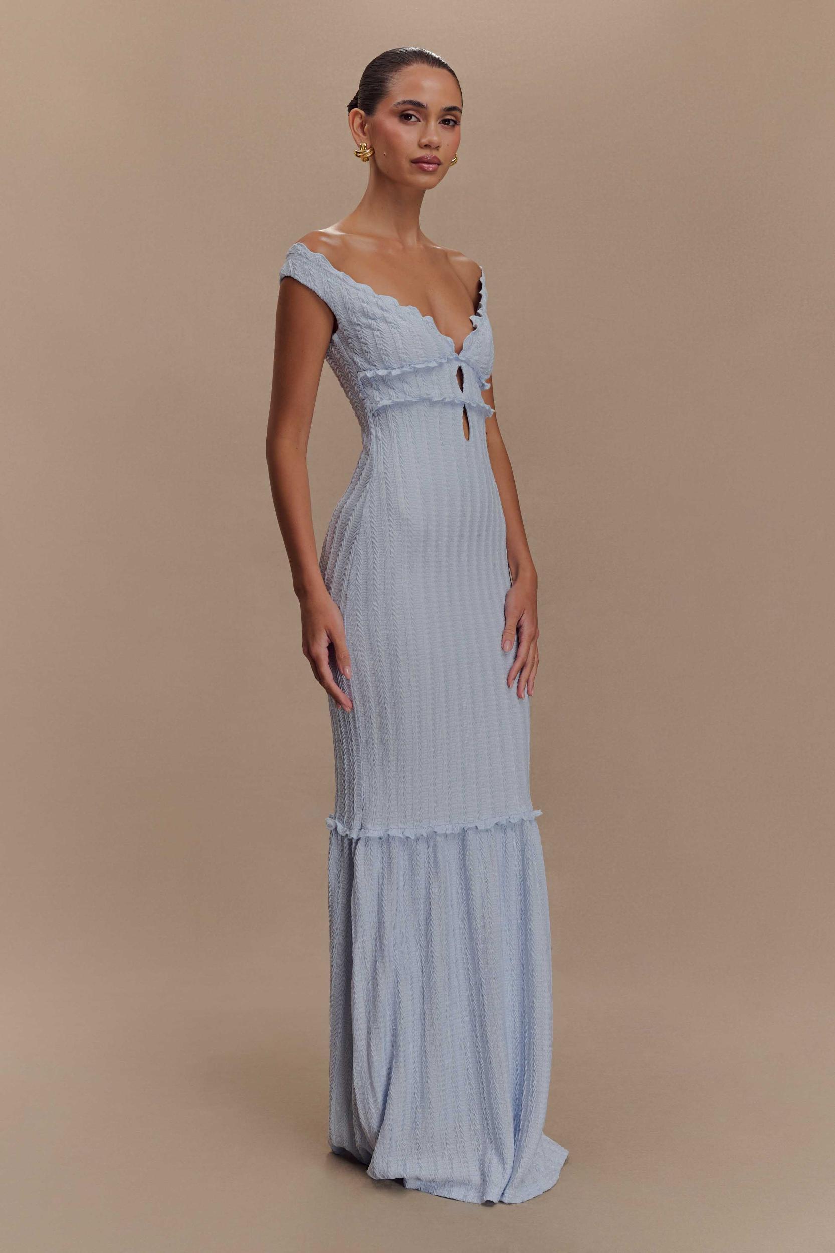 Natalie Off Shoulder Maxi Dress - Sky Blue Product Image