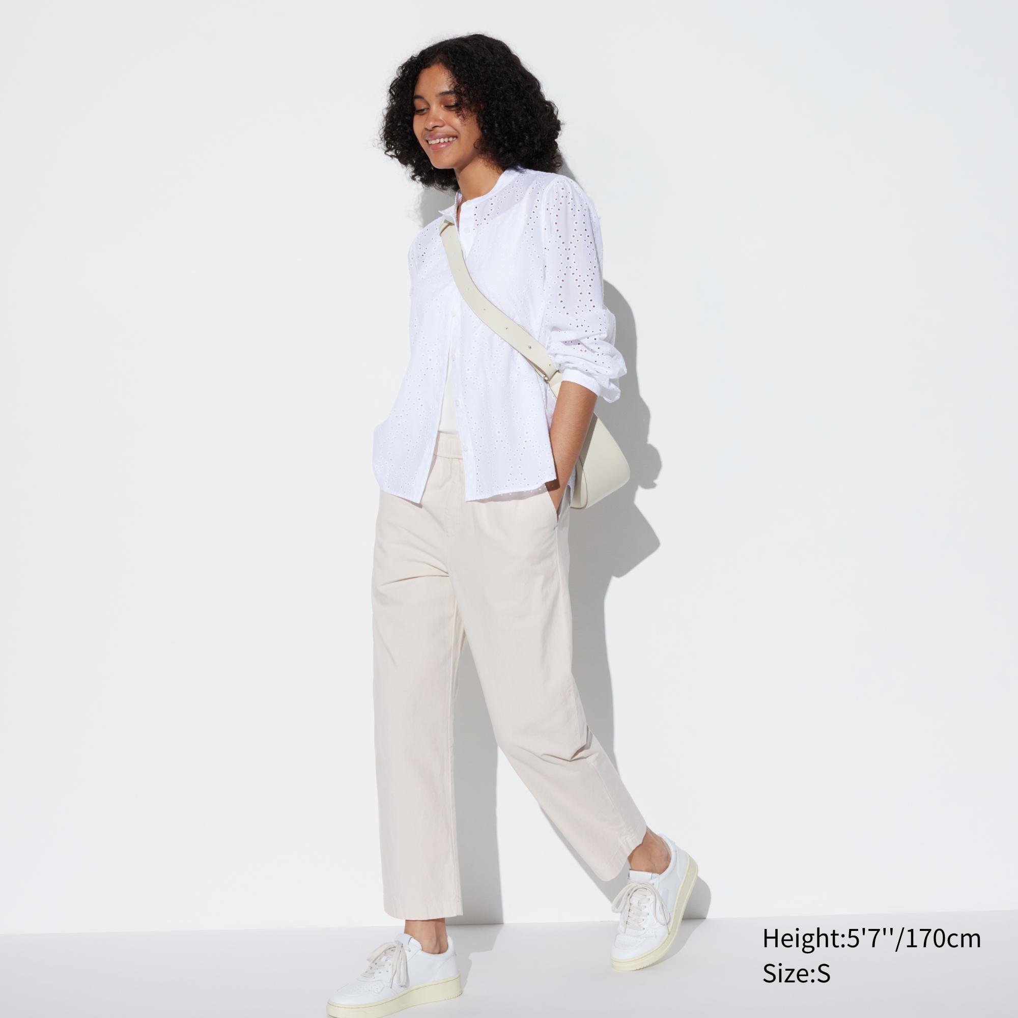Womens Cotton Relaxed Ankle Pants Natural Large UNIQLO US Product Image