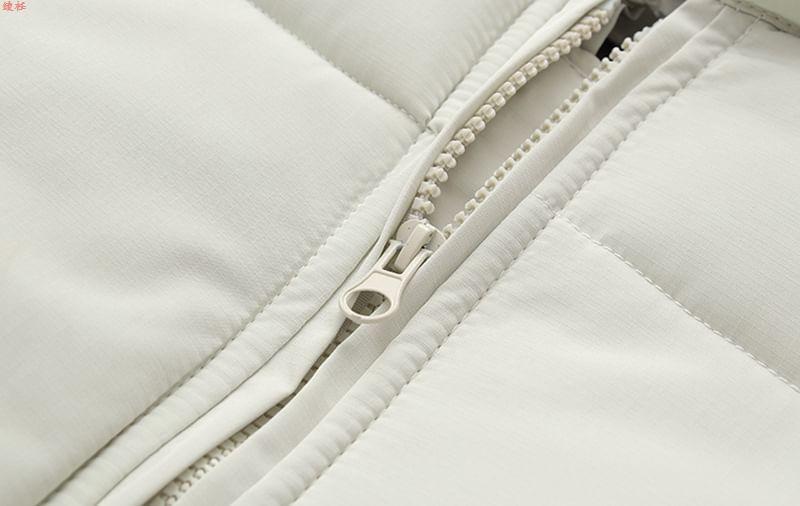 Stand Collar Plain Zip Puffer Jacket Product Image