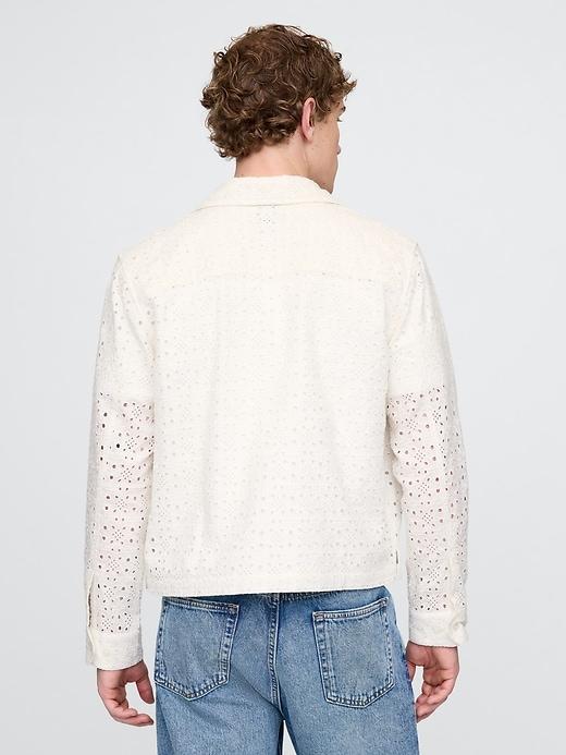 Poplin Eyelet Full-Zip Pocket Shirt Product Image