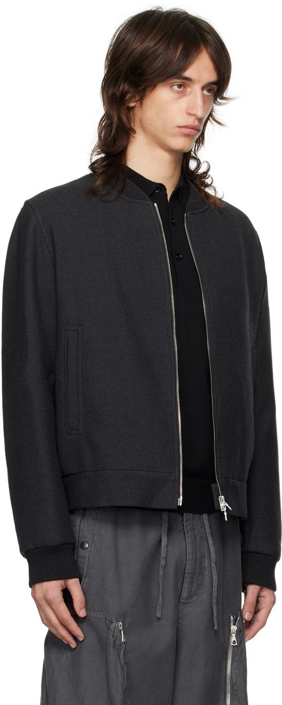 DRIES VAN NOTEN Gray Wool Bomber Jacket In 901 Anthracite Product Image