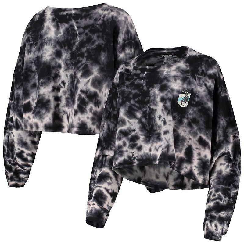 Women's ZooZatz Black Minnesota United FC Oversized Cloud-Dye Long Sleeve T-Shirt, Size: Small, Mfc Black Product Image