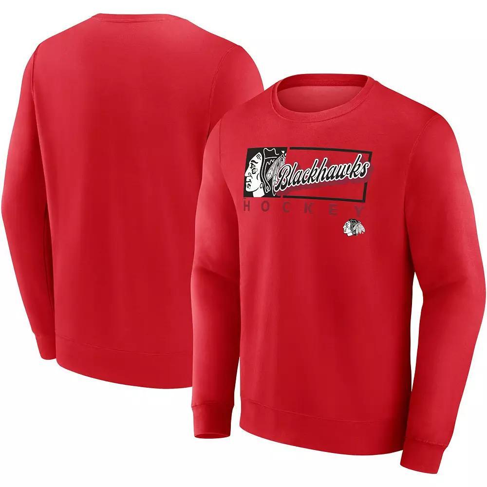 Men's Fanatics Branded Red Chicago Blackhawks Focus Fleece Pullover Sweatshirt, Size: Medium Product Image
