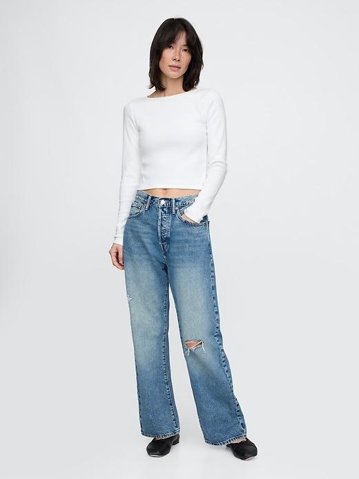 Heavyweight Rib Boatneck Crop T-Shirt Product Image