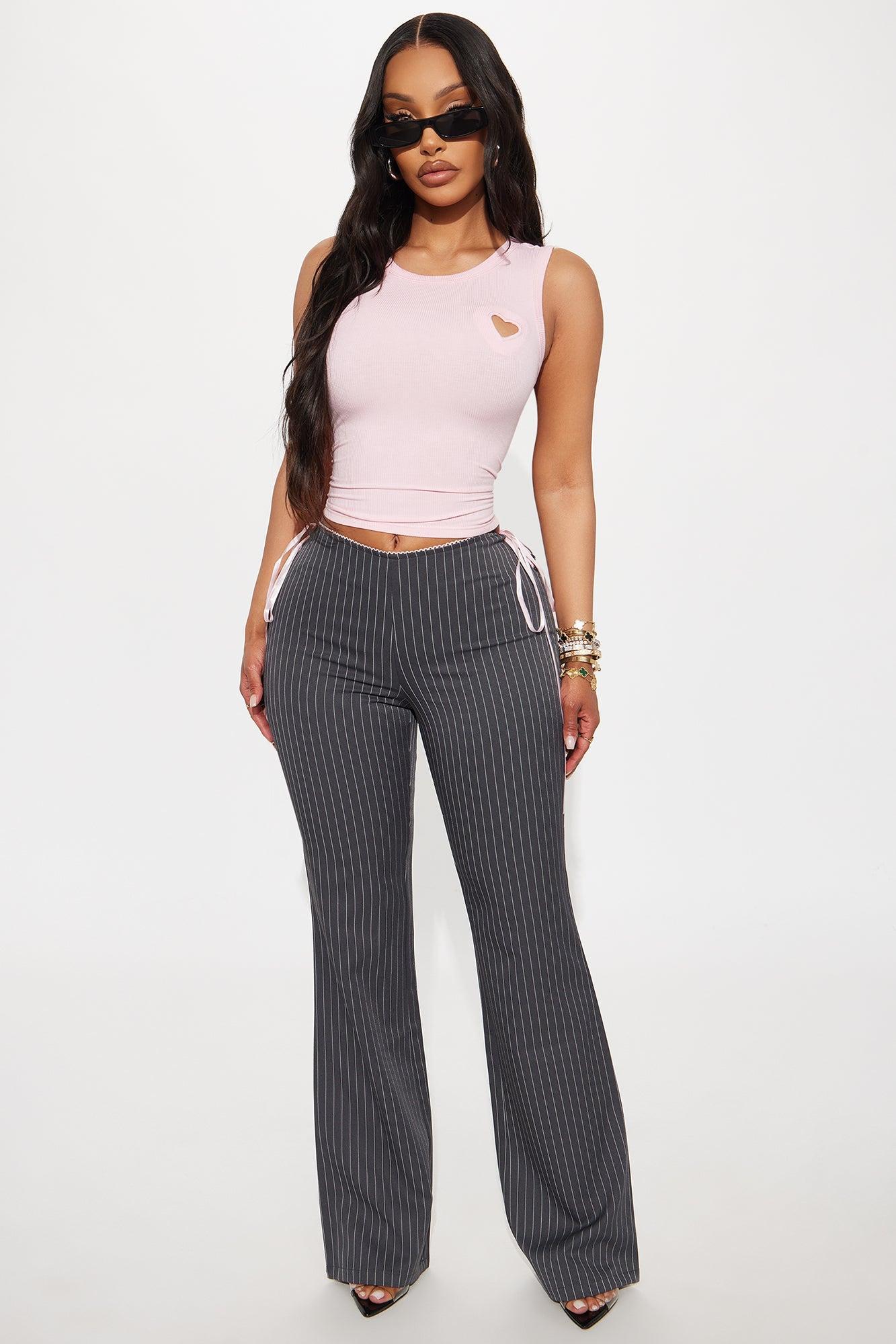 Love Letter Ribbed Cut Out Tank Top - Pink Product Image