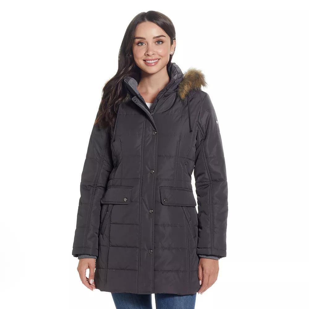 Women's Weathercast Faux-Fur Trim Hooded Parka Coat, Size: XL, Grey Product Image