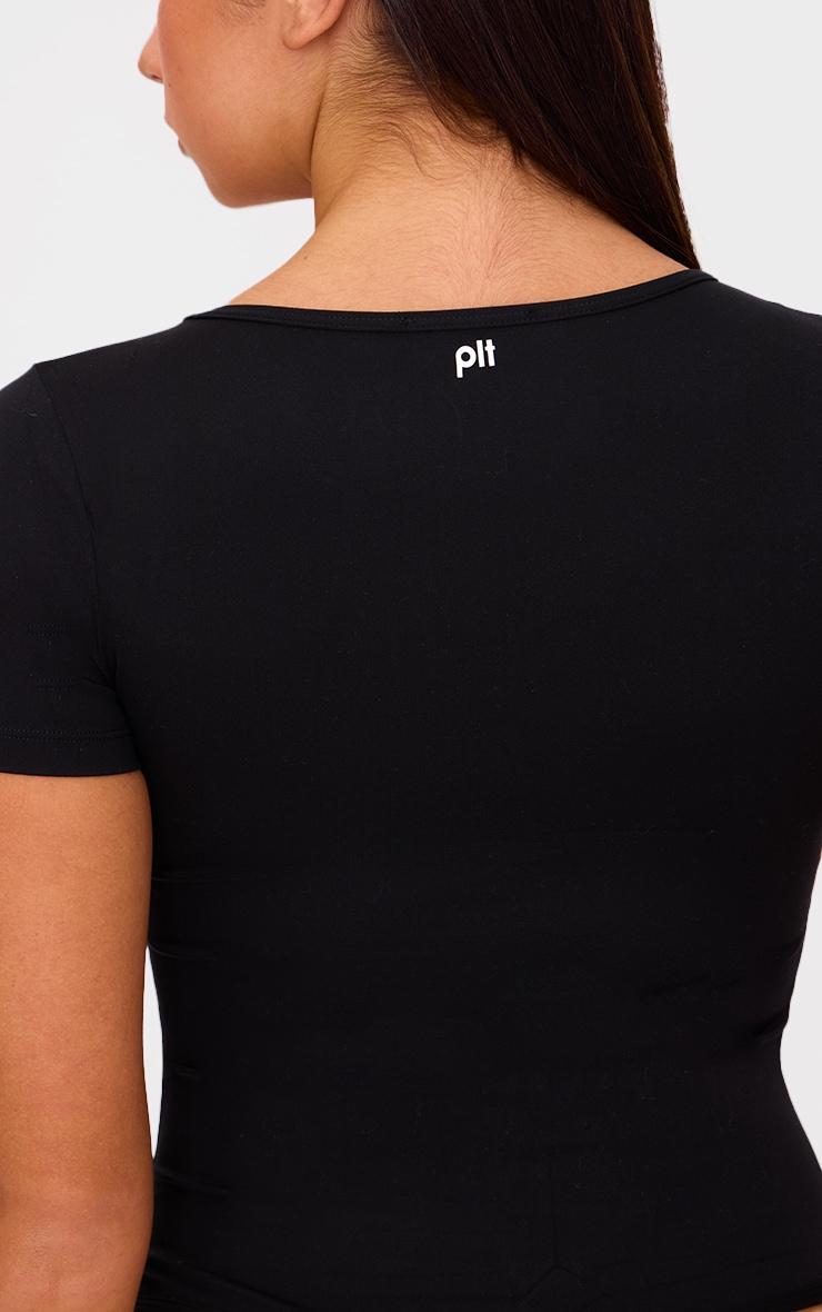 Black Sculpt Gathered Short Sleeve Bodysuit Product Image
