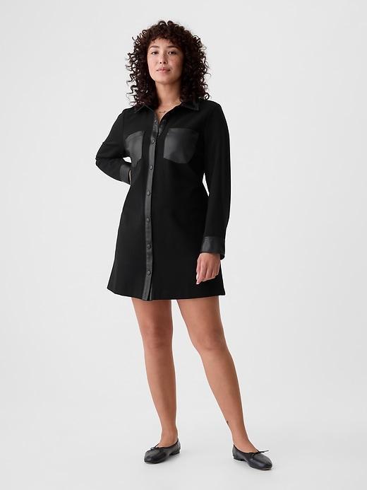 Vegan Leather Shift Mini Dress Product Image