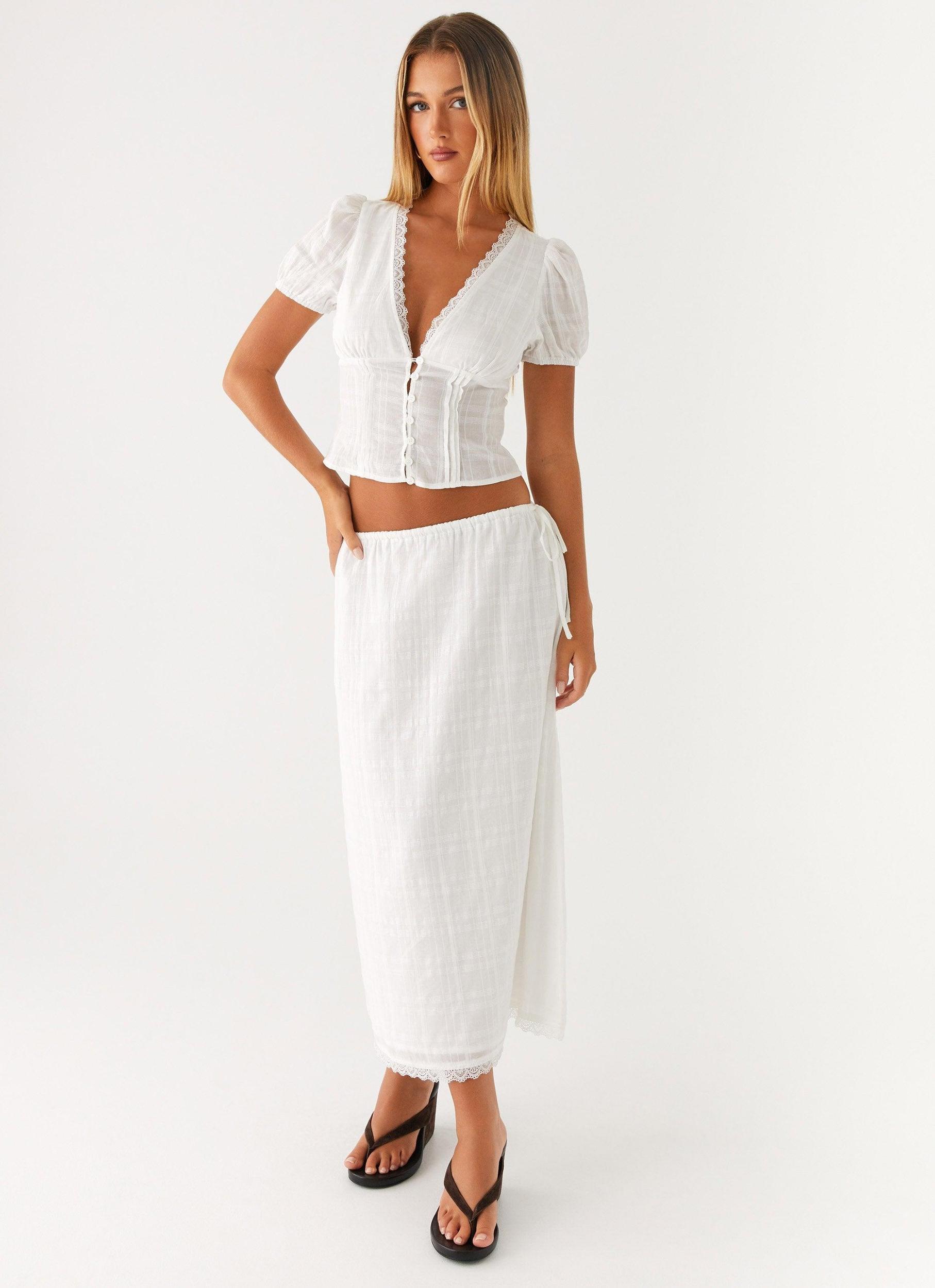 Sweet Lullaby Midi Skirt - White Product Image