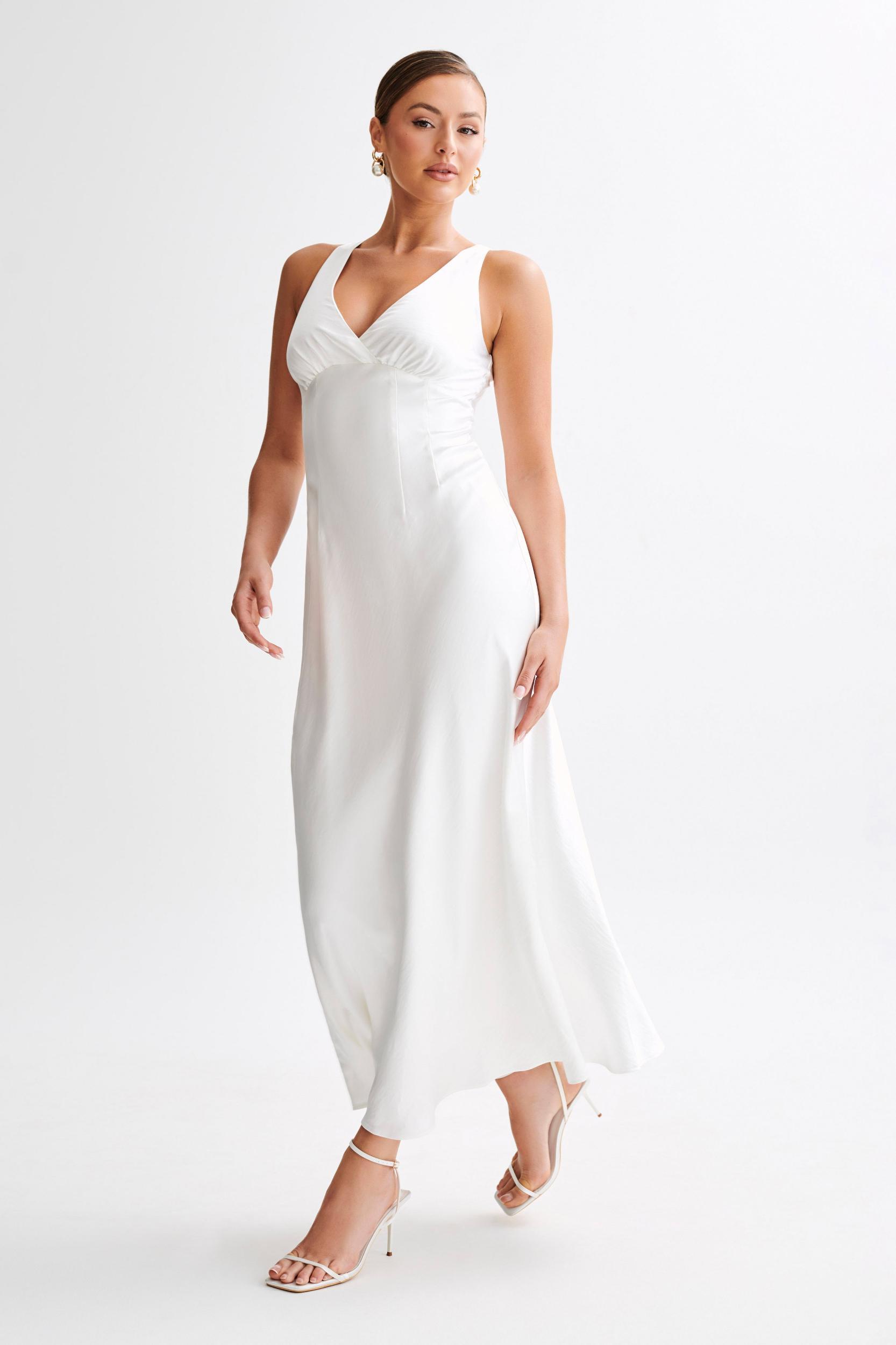 Meghan Satin Maxi Dress - Ivory Product Image