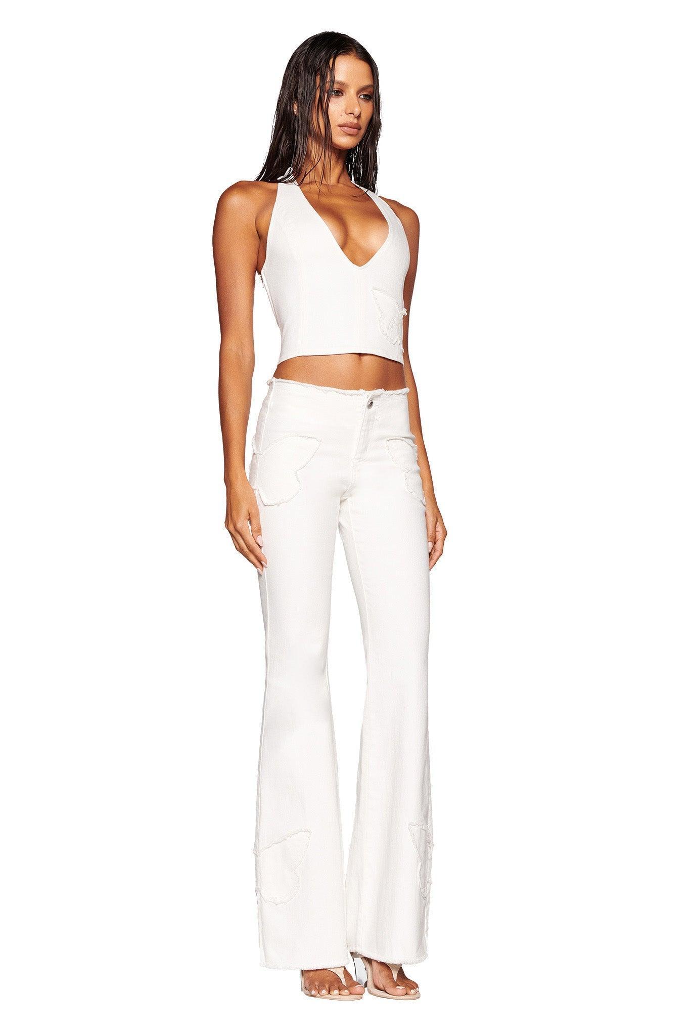 SAFFIYAH TOP - WHITE : DENIM Product Image