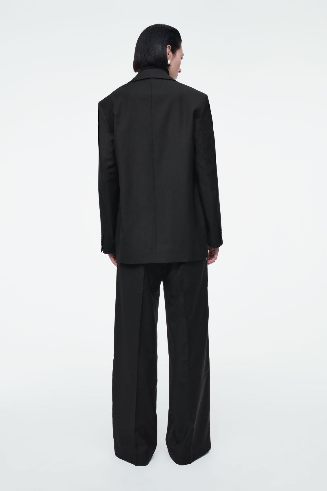 REGULAR ELASTICATED WOOL STRAIGHT-LEG PANTS Product Image