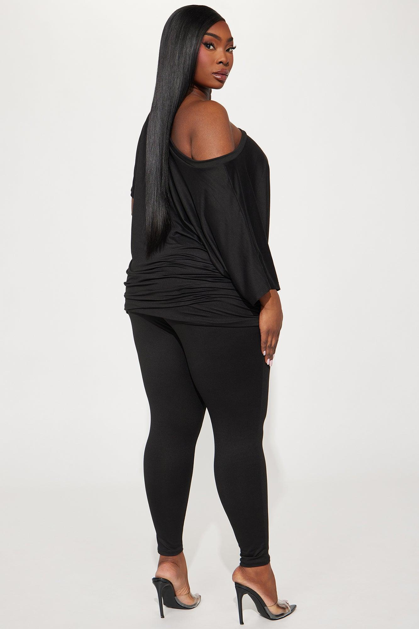 Camila Short Sleeve Legging Set - Black Product Image