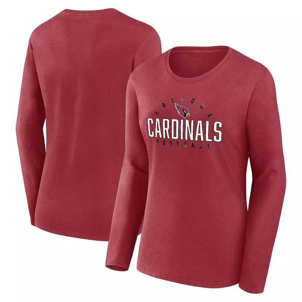 Women's Fanatics Branded  Cardinal Arizona Cardinals Plus Size Foiled Play Long Sleeve T-Shirt, Size: 1XL, Red Product Image
