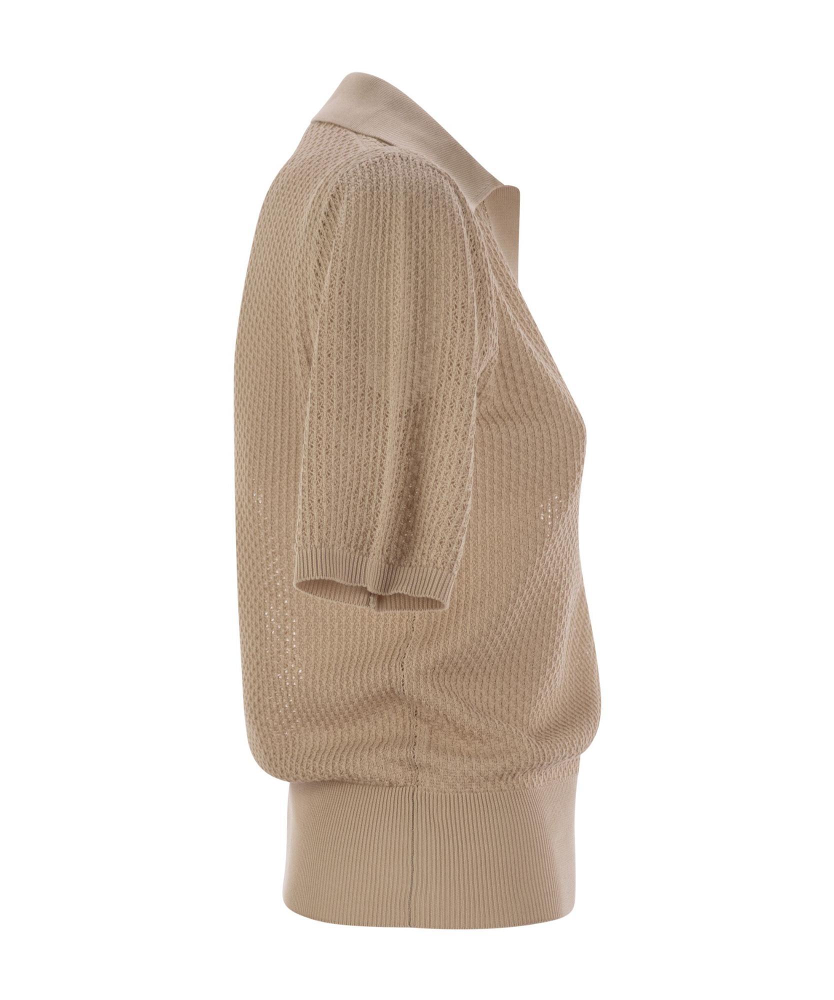 FABIANA FILIPPI Polo Shirt With Diamond Thread In Sand Product Image