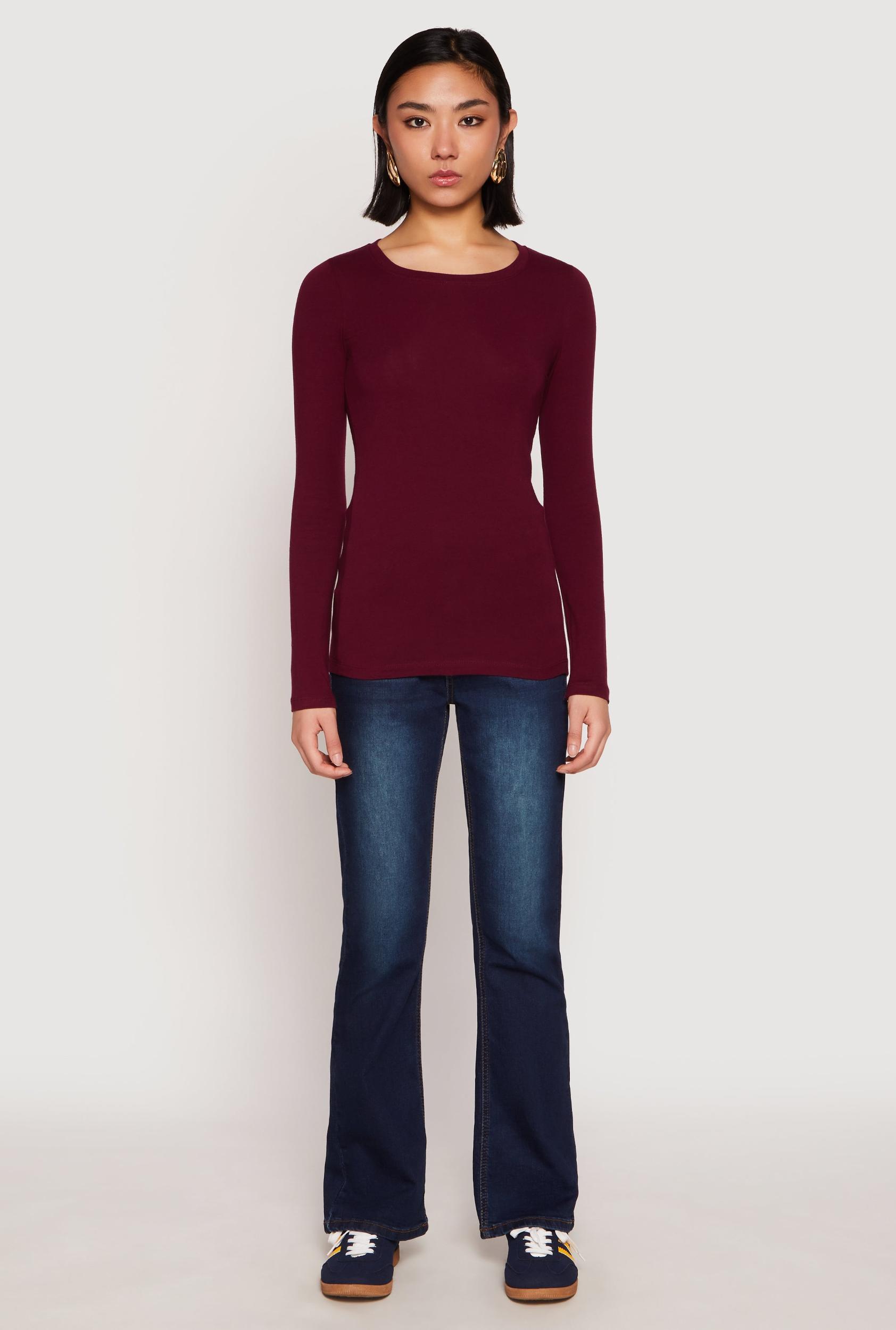 Womens Basic Long Sleeve Crew Neck T Shirt Product Image
