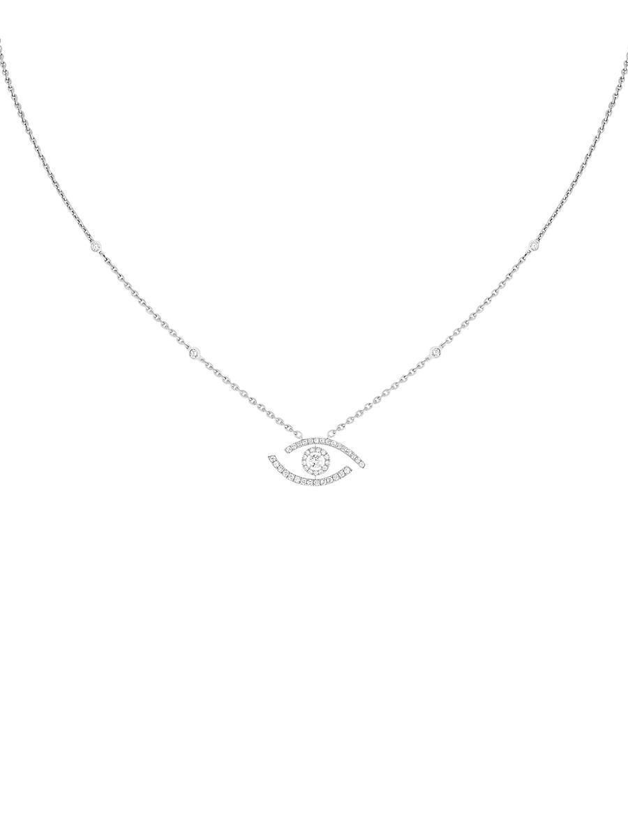Womens Lucky Eye 18K White Gold & Pav Diamond Necklace Product Image