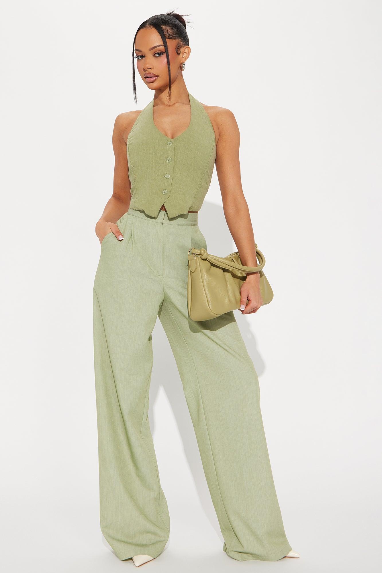 Essence Linen Vest Top - Olive Product Image