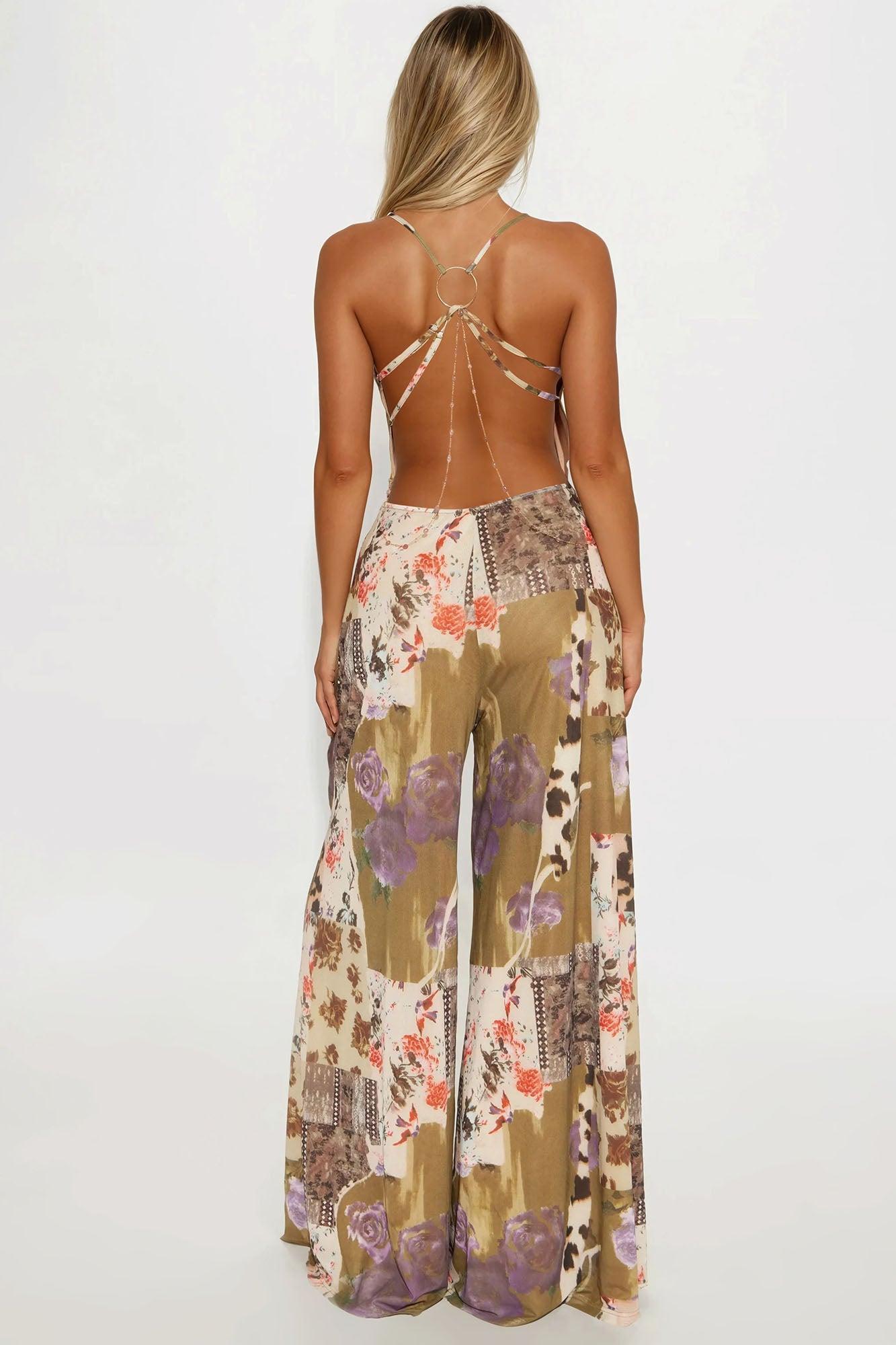 In The Moment Satin Halter Jumpsuit - Lavender/combo Product Image